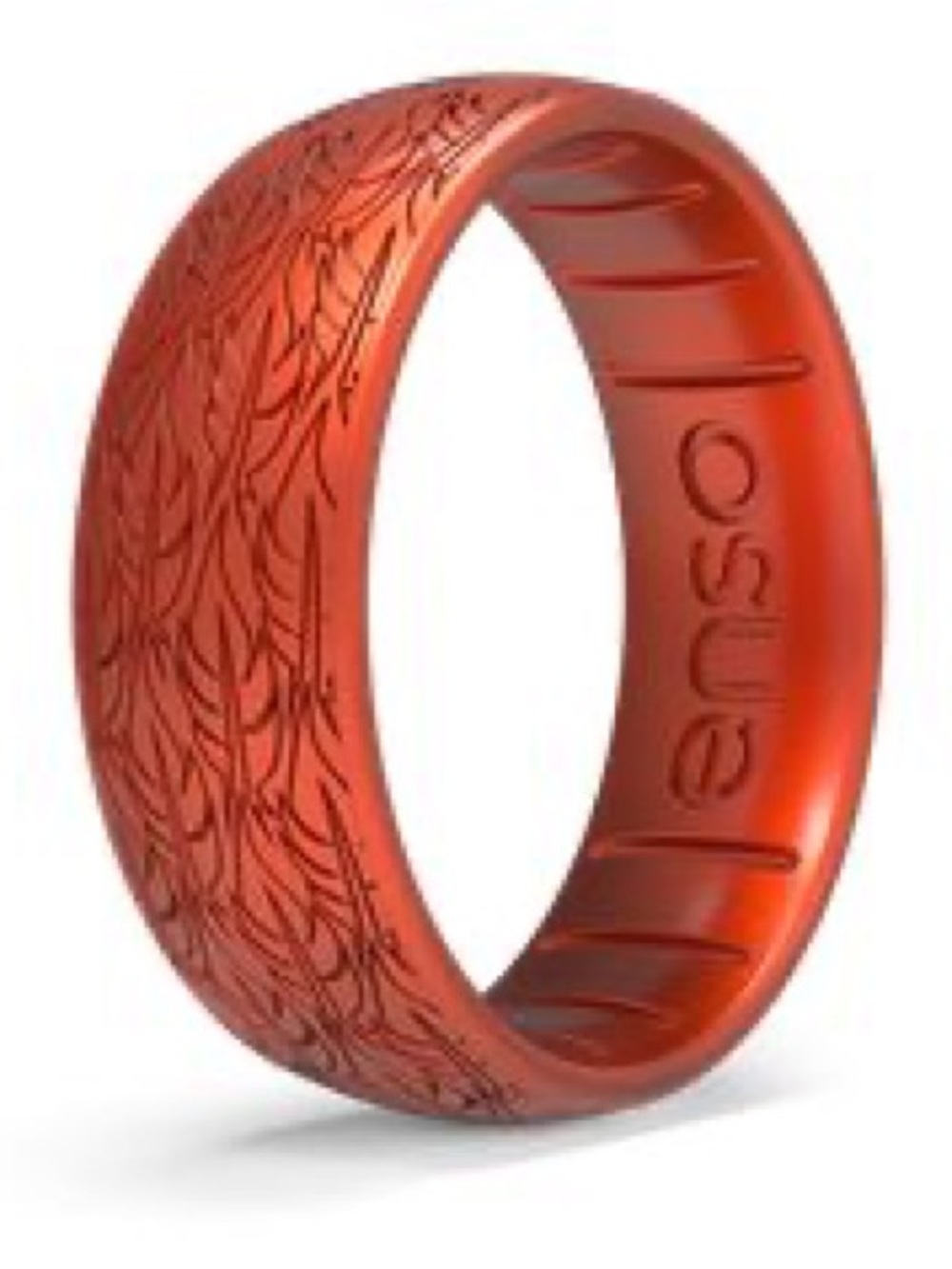 Enso Rings Phoenix Silicone Ring | Size 6 | Metallic Orange | Feather Design - Picture 2 of 4
